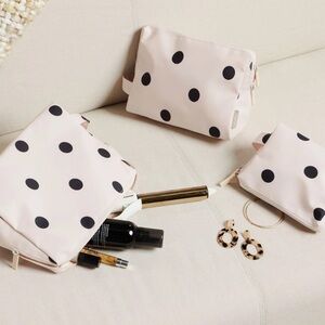 Water Resistant Zip Pouch Set (3 Pieces) in Polka Dot